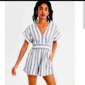 Blue and white American eagle romper